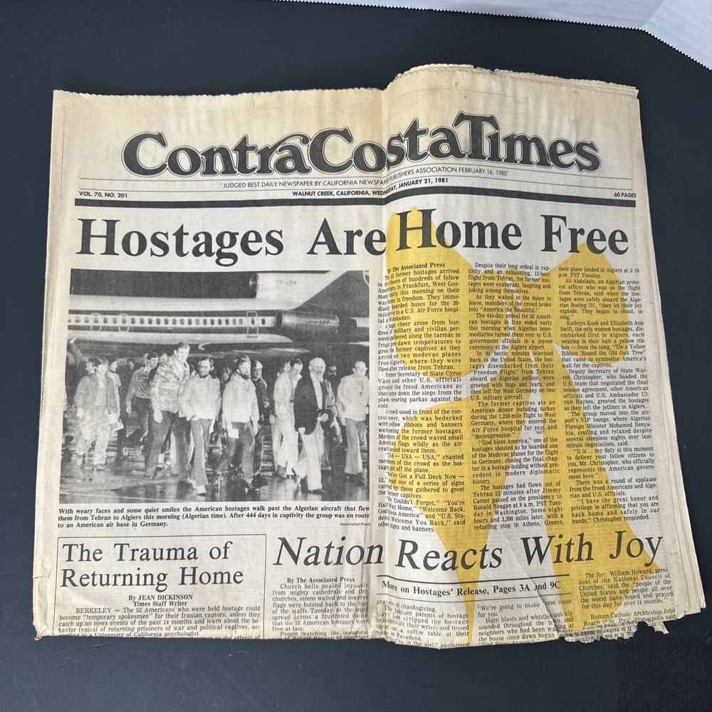 Contra Costa Times Newspaper Iran Hostages Freed Jan 21 1981 Walnut Creek CA